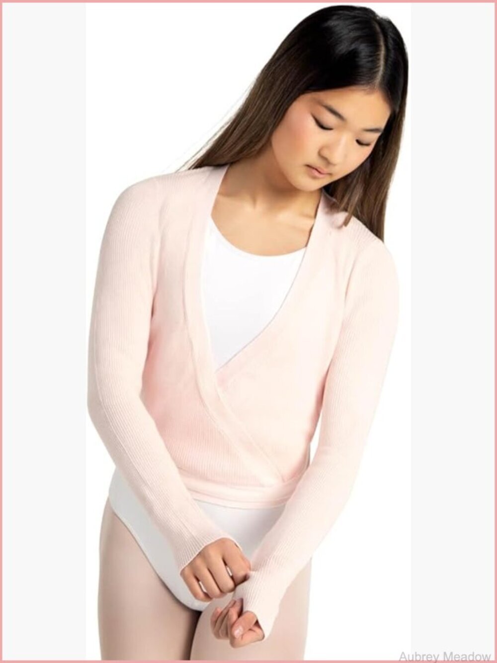 Women's Knit Wrap Sweater Long Sleeve V-Neck Ribbed Dancer